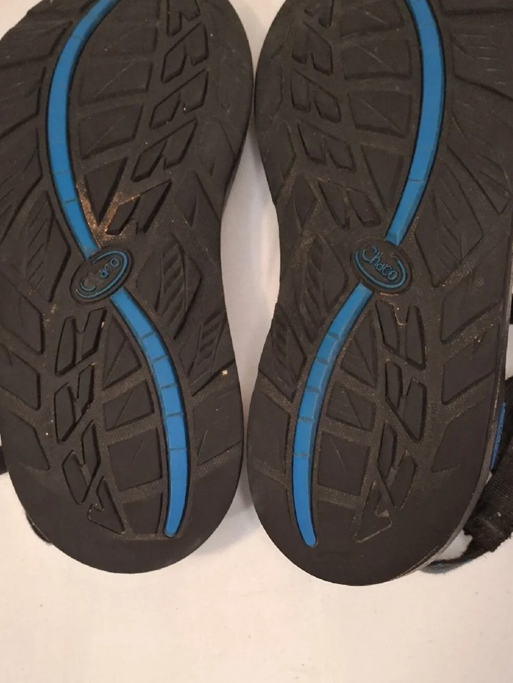 Chaco Men's Black Sandals with Black Webbing Adjustable Strap. Lightly Worn